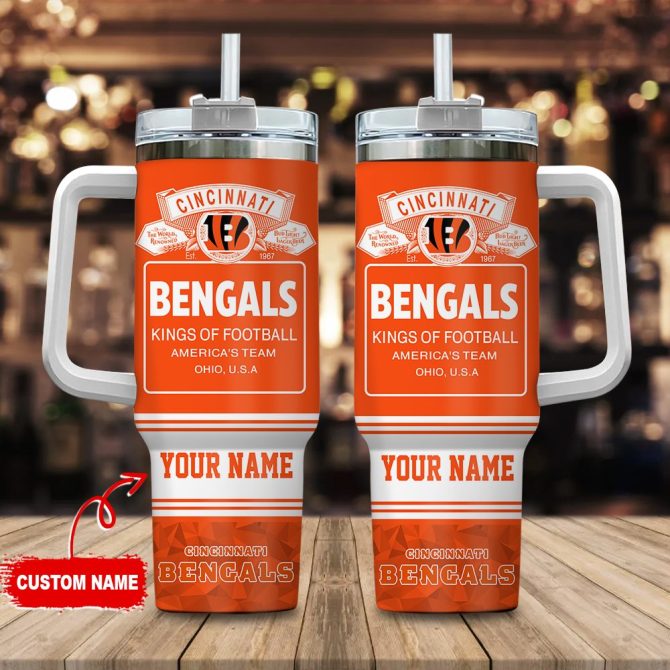 Cincinnati Bengals Nfl Bud Light Custom Stanley Quencher 40Oz Stainless Steel Tumbler With Handle
