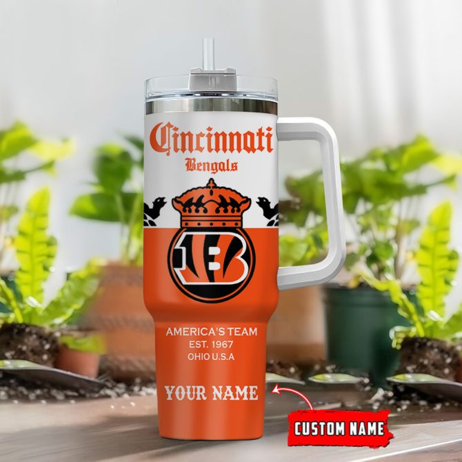 Cincinnati Bengals Nfl Corona Extra Custom Stanley Quencher 40Oz Stainless Steel Tumbler With Handle - Image 2