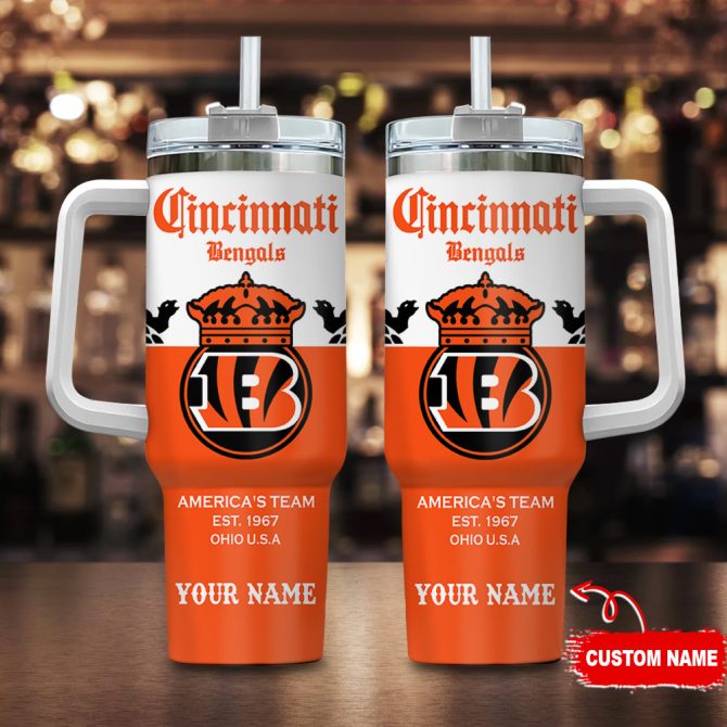 Cincinnati Bengals Nfl Corona Extra Custom Stanley Quencher 40Oz Stainless Steel Tumbler With Handle
