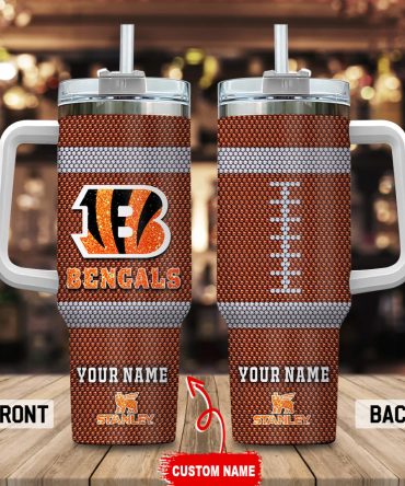 Cincinnati Bengals Nfl Crystal Custom Stanley Quencher 40Oz Stainless Steel Tumbler With Handle