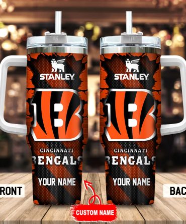 Cincinnati Bengals Nfl Custom Stanley Quencher 40Oz Stainless Steel Tumbler With Handle