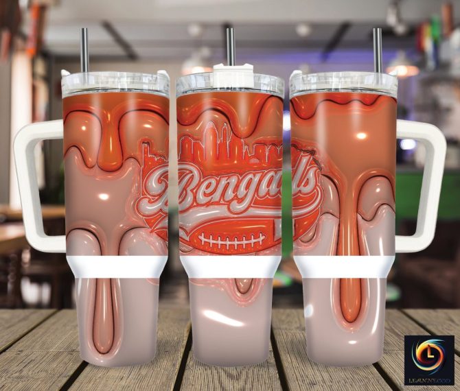 Cincinnati Bengals Nfl Custom Stanley Quencher 40Oz Stainless Steel Tumbler With Handle