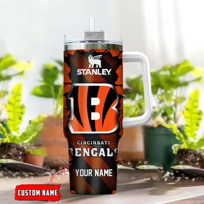 Cincinnati Bengals Nfl Custom Stanley Quencher 40Oz Stainless Steel Tumbler With Handle - Image 2