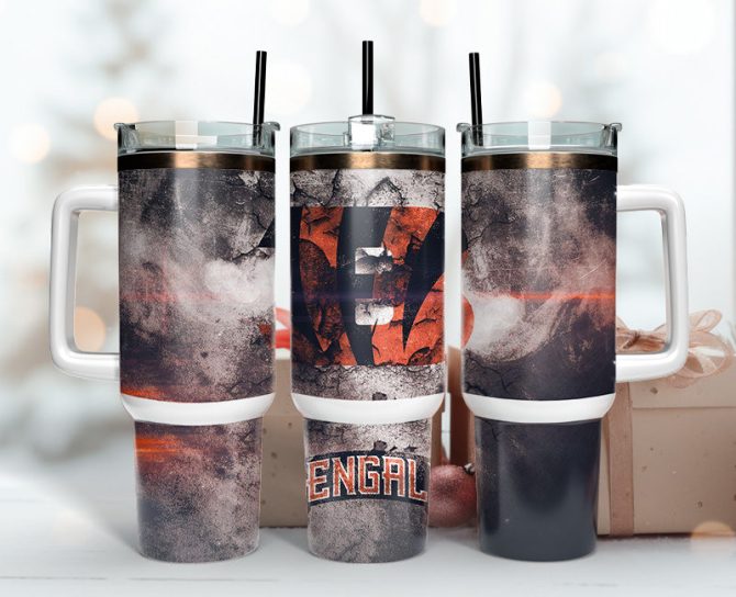Cincinnati Bengals Nfl Custom Stanley Quencher 40Oz Stainless Steel Tumbler With Handle