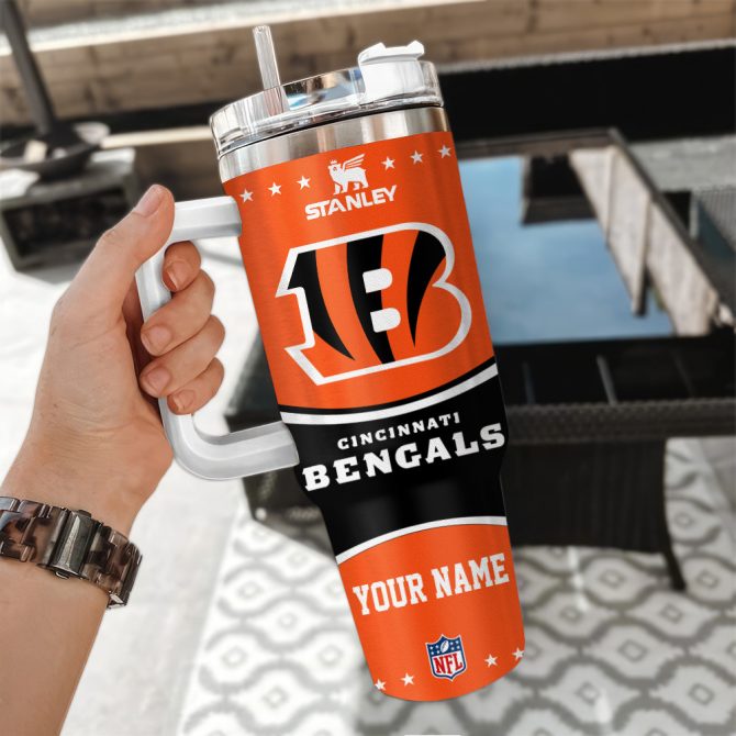 Cincinnati Bengals Nfl Custom Stanley Quencher 40Oz Stainless Steel Tumbler With Handle - Image 3