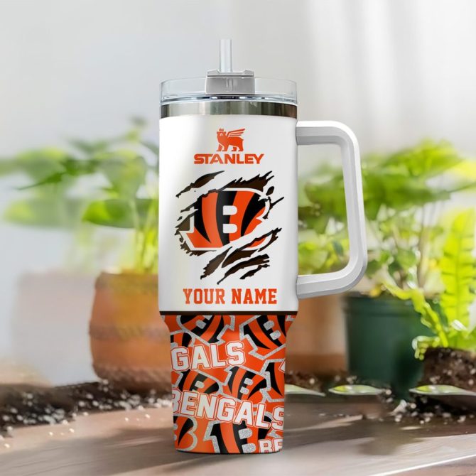 Cincinnati Bengals Nfl Custom Stanley Quencher 40Oz Stainless Steel Tumbler With Handle - Image 2