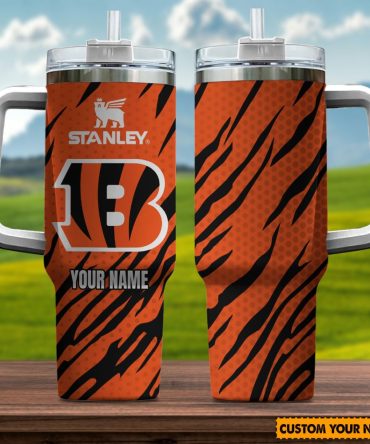 Cincinnati Bengals Nfl Custom Stanley Quencher 40Oz Stainless Steel Tumbler With Handle