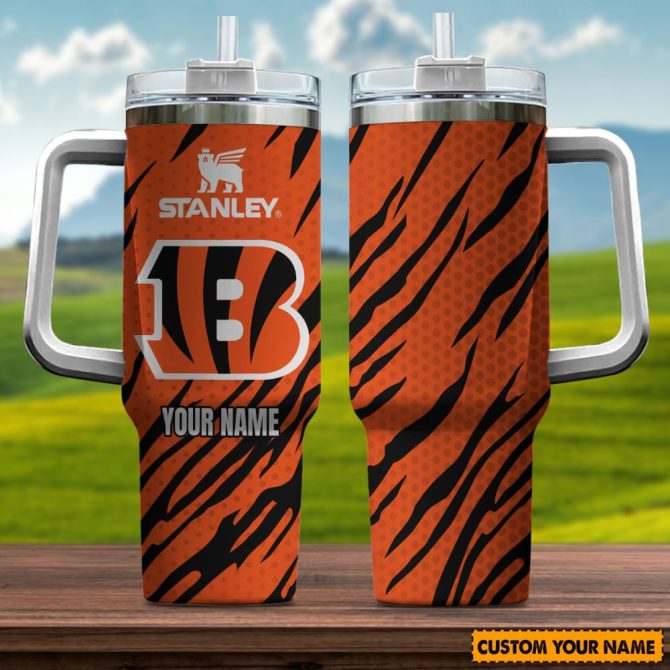 Cincinnati Bengals Nfl Custom Stanley Quencher 40Oz Stainless Steel Tumbler With Handle