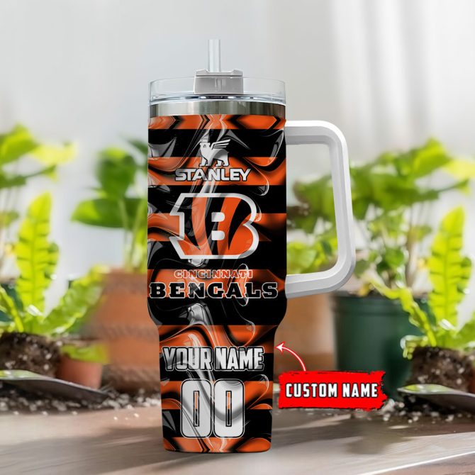 Cincinnati Bengals Nfl Custom Stanley Quencher 40Oz Stainless Steel Tumbler With Handle - Image 2