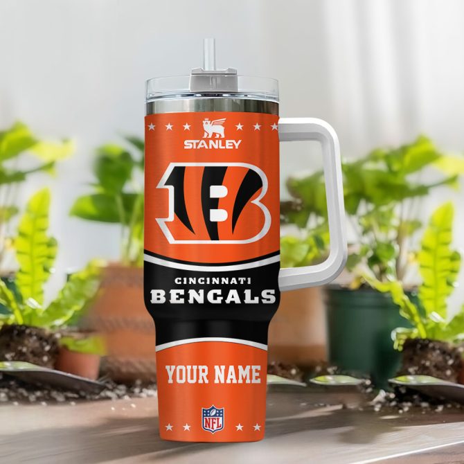 Cincinnati Bengals Nfl Custom Stanley Quencher 40Oz Stainless Steel Tumbler With Handle - Image 2