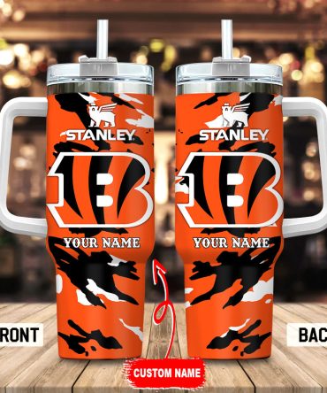 Cincinnati Bengals Nfl Custom Stanley Quencher 40Oz Stainless Steel Tumbler With Handle