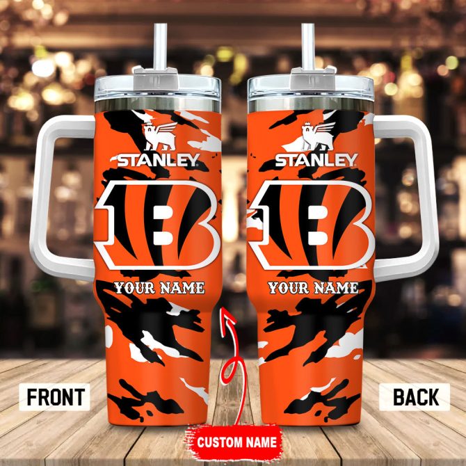 Cincinnati Bengals Nfl Custom Stanley Quencher 40Oz Stainless Steel Tumbler With Handle