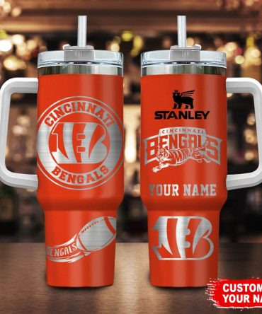Cincinnati Bengals Nfl Custom Stanley Quencher 40Oz Stainless Steel Tumbler With Handle