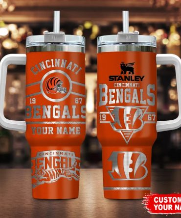 Cincinnati Bengals Nfl Custom Stanley Quencher 40Oz Stainless Steel Tumbler With Handle