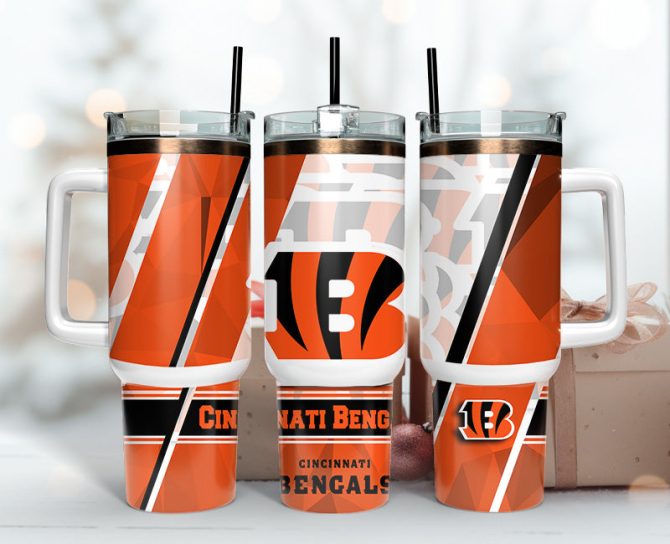 Cincinnati Bengals Nfl Custom Stanley Quencher 40Oz Stainless Steel Tumbler With Handle