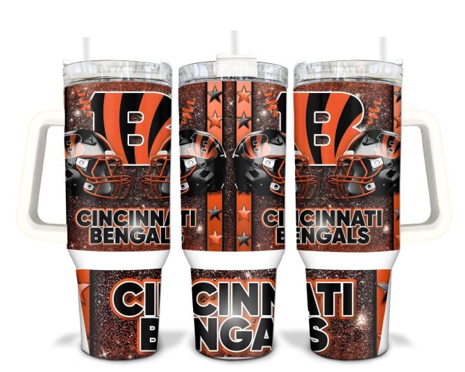 Cincinnati Bengals Nfl Custom Stanley Quencher 40Oz Stainless Steel Tumbler With Handle