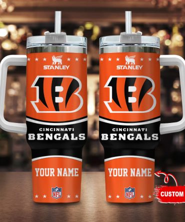 Cincinnati Bengals Nfl Custom Stanley Quencher 40Oz Stainless Steel Tumbler With Handle