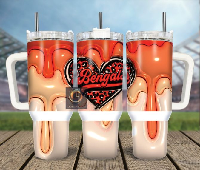 Cincinnati Bengals Nfl Custom Stanley Quencher 40Oz Stainless Steel Tumbler With Handle