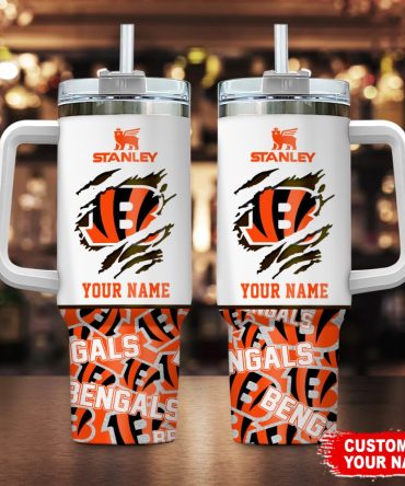 Cincinnati Bengals Nfl Custom Stanley Quencher 40Oz Stainless Steel Tumbler With Handle