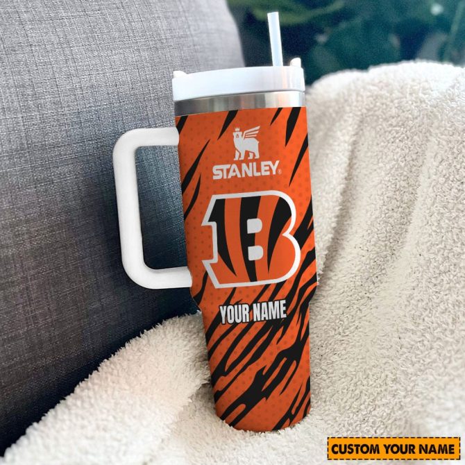 Cincinnati Bengals Nfl Custom Stanley Quencher 40Oz Stainless Steel Tumbler With Handle - Image 2