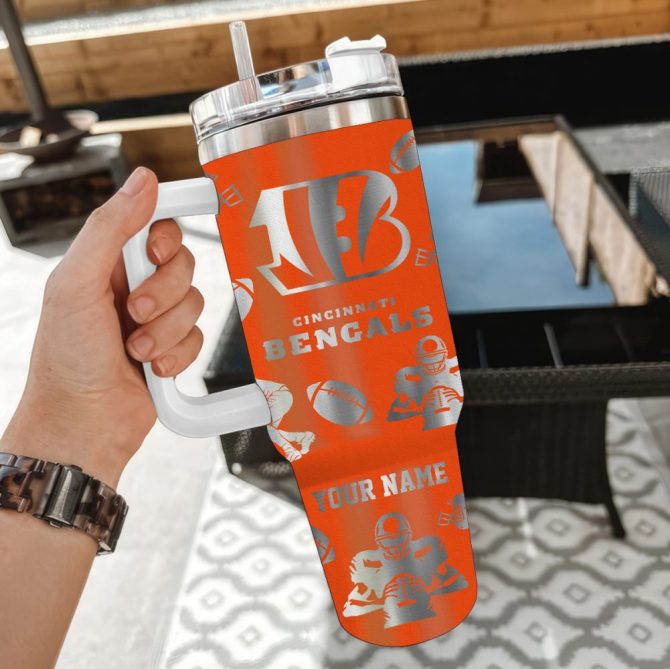Cincinnati Bengals Nfl Custom Stanley Quencher 40Oz Stainless Steel Tumbler With Handle - Image 2