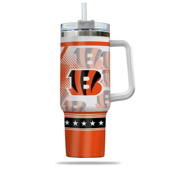 Cincinnati Bengals Nfl Custom Stanley Quencher 40Oz Stainless Steel Tumbler With Handle - Image 2