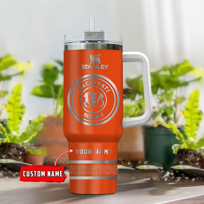 Cincinnati Bengals Nfl Custom Stanley Quencher 40Oz Stainless Steel Tumbler With Handle - Image 2