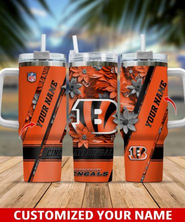 Cincinnati Bengals Nfl Custom Stanley Quencher 40Oz Stainless Steel Tumbler With Handle