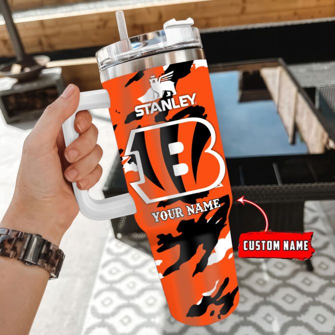 Cincinnati Bengals Nfl Custom Stanley Quencher 40Oz Stainless Steel Tumbler With Handle - Image 3