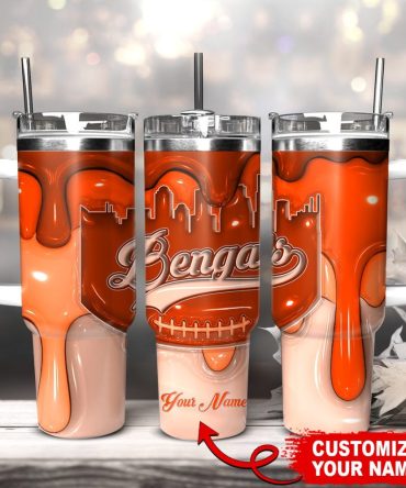 Cincinnati Bengals Nfl Custom Stanley Quencher 40Oz Stainless Steel Tumbler With Handle