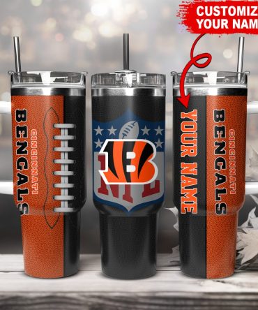 Cincinnati Bengals Nfl Custom Stanley Quencher 40Oz Stainless Steel Tumbler With Handle