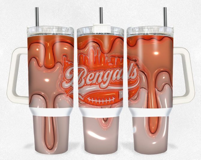 Cincinnati Bengals Nfl Custom Stanley Quencher 40Oz Stainless Steel Tumbler With Handle
