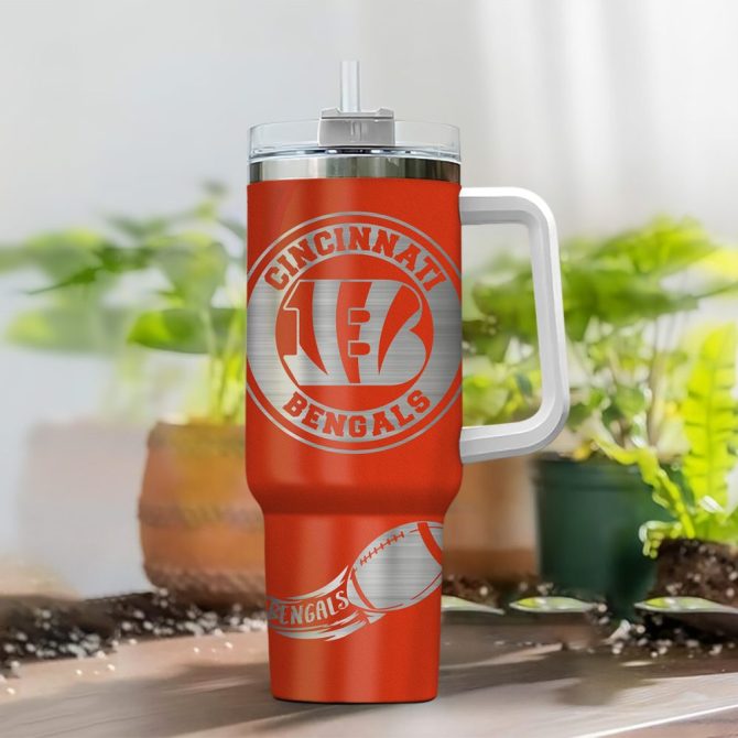 Cincinnati Bengals Nfl Custom Stanley Quencher 40Oz Stainless Steel Tumbler With Handle - Image 2