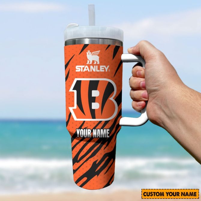 Cincinnati Bengals Nfl Custom Stanley Quencher 40Oz Stainless Steel Tumbler With Handle - Image 3