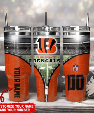 Cincinnati Bengals Nfl Custom Stanley Quencher 40Oz Stainless Steel Tumbler With Handle