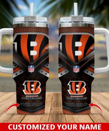 Cincinnati Bengals Nfl Custom Stanley Quencher 40Oz Stainless Steel Tumbler With Handle