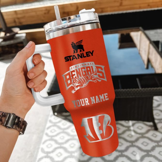 Cincinnati Bengals Nfl Custom Stanley Quencher 40Oz Stainless Steel Tumbler With Handle - Image 3