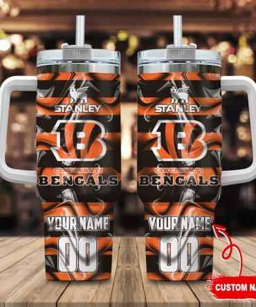 Cincinnati Bengals Nfl Custom Stanley Quencher 40Oz Stainless Steel Tumbler With Handle