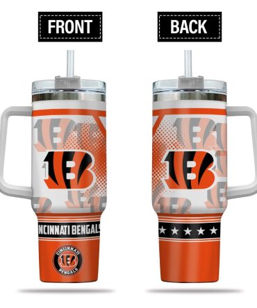 Cincinnati Bengals Nfl Custom Stanley Quencher 40Oz Stainless Steel Tumbler With Handle