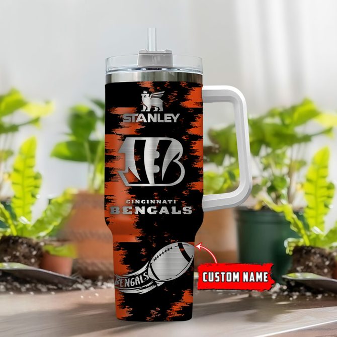 Cincinnati Bengals Nfl Custom Stanley Quencher 40Oz Stainless Steel Tumbler With Handle - Image 2
