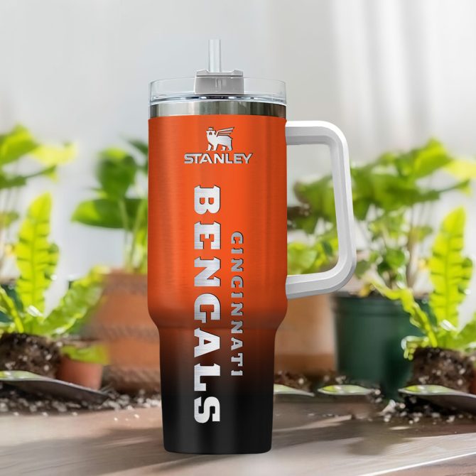 Cincinnati Bengals Nfl Custom Stanley Quencher 40Oz Stainless Steel Tumbler With Handle - Image 2