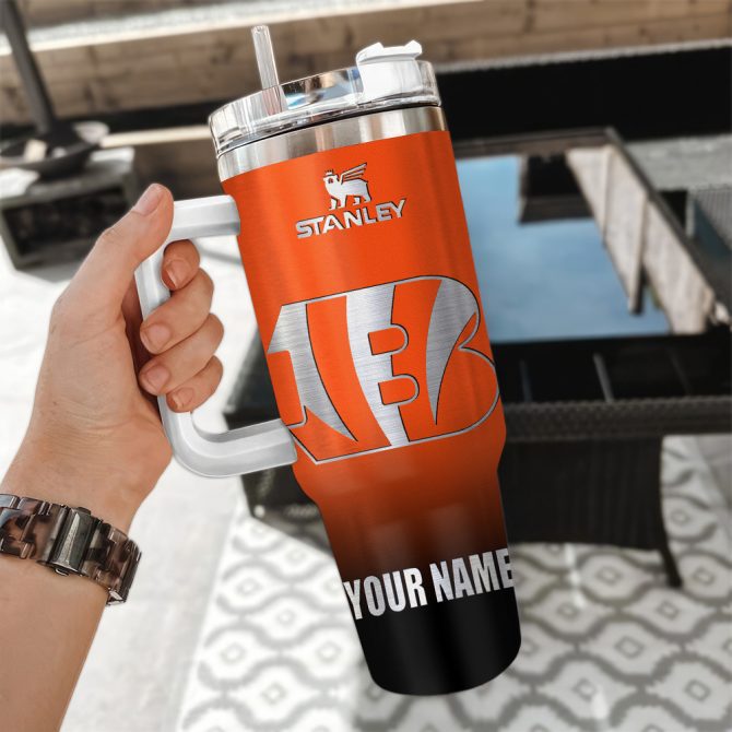 Cincinnati Bengals Nfl Custom Stanley Quencher 40Oz Stainless Steel Tumbler With Handle - Image 3