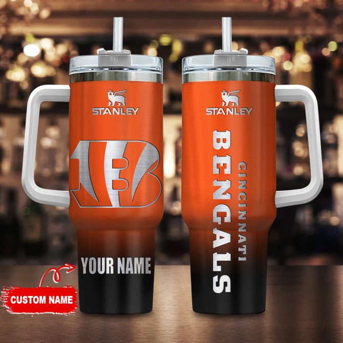 Cincinnati Bengals Nfl Custom Stanley Quencher 40Oz Stainless Steel Tumbler With Handle