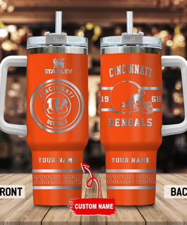 Cincinnati Bengals Nfl Custom Stanley Quencher 40Oz Stainless Steel Tumbler With Handle