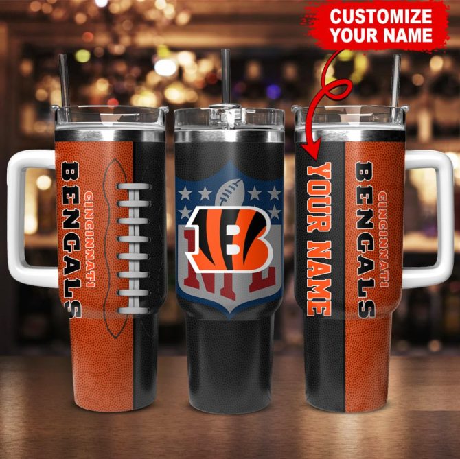 Cincinnati Bengals Nfl Custom Stanley Quencher 40Oz Stainless Steel Tumbler With Handle - Image 2