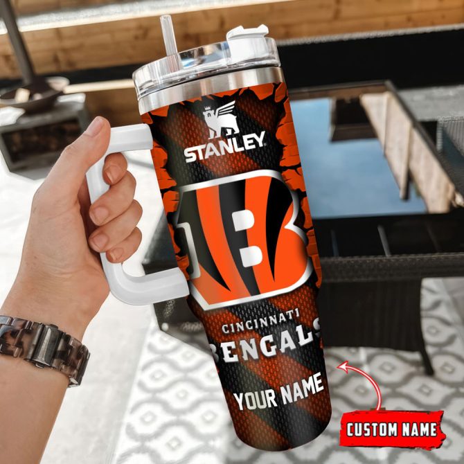 Cincinnati Bengals Nfl Custom Stanley Quencher 40Oz Stainless Steel Tumbler With Handle - Image 3