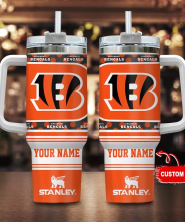 Cincinnati Bengals Nfl Custom Stanley Quencher 40Oz Stainless Steel Tumbler With Handle