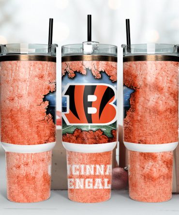 Cincinnati Bengals Nfl Custom Stanley Quencher 40Oz Stainless Steel Tumbler With Handle