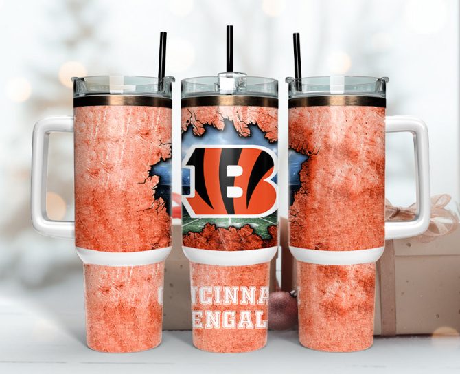 Cincinnati Bengals Nfl Custom Stanley Quencher 40Oz Stainless Steel Tumbler With Handle