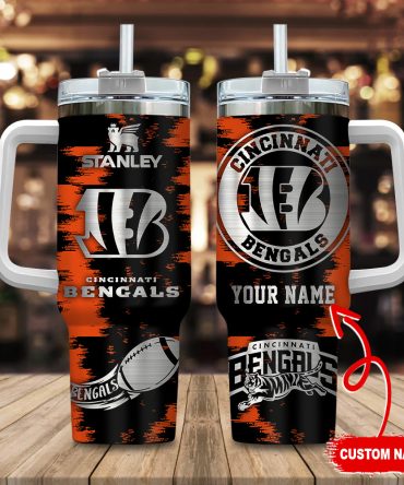 Cincinnati Bengals Nfl Custom Stanley Quencher 40Oz Stainless Steel Tumbler With Handle